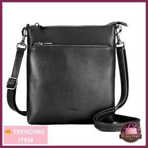 Genuine Leather Small Crossbody Purse Lightweight Travel Bag Adjustable Strap